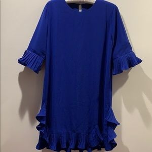 AUCHAN BLUE RUFFLED DRESS DRAMATIC FUN NWT